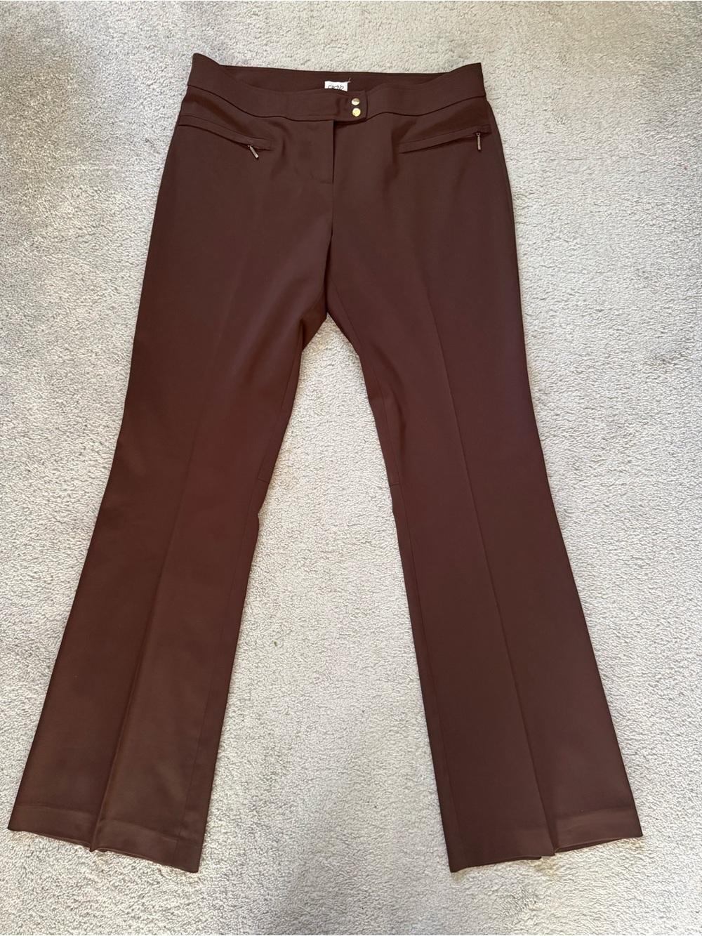 Cache Chocolate Brown Boot-Cut Pants with Gold Zippers